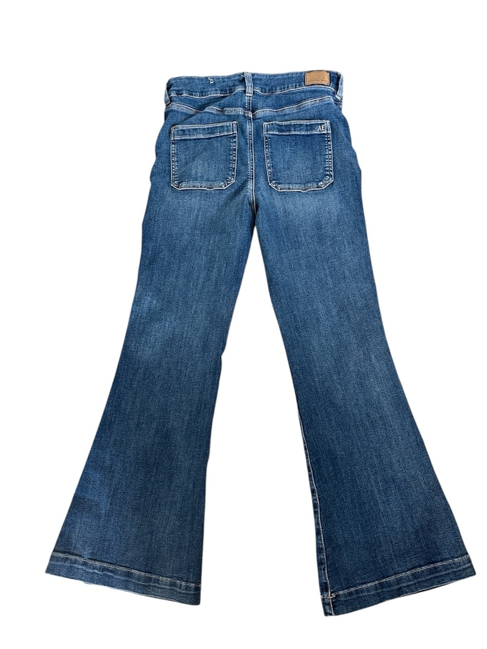 American Eagle Super High Rise Flare Jeans Front Pockets AE BOHO Festival US 10 - Picture 2 of 7